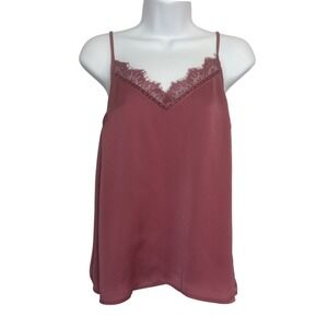 Abercrombie & Fitch Y2K Cami Top Small Pink Lace Trim Babydoll Coquette Flowy